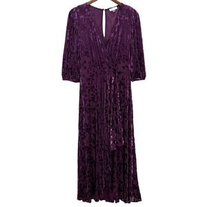 calvin klein purple lace dress Purple Calvin Klein Formal Gown CALVIN KLEIN Womens Purple Bell Sleeve Maxi Mermaid Evening Dress